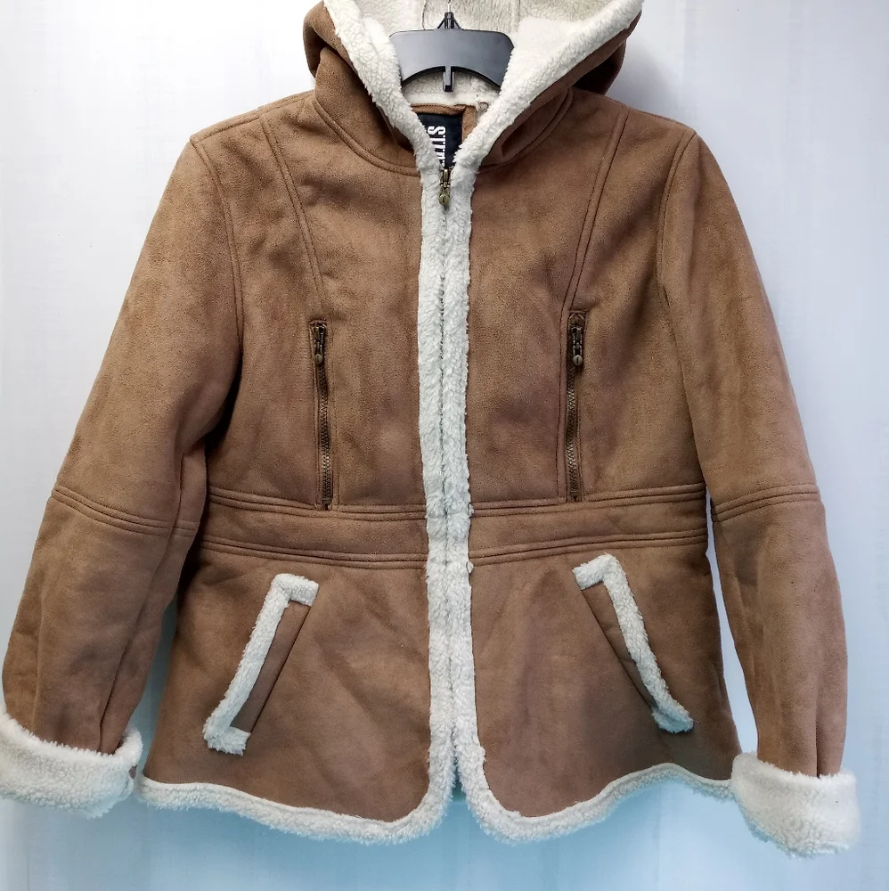Details Women's Winter Faux Fur Hooded Sherpa Lined Jacket - L - Picture 8 of 8